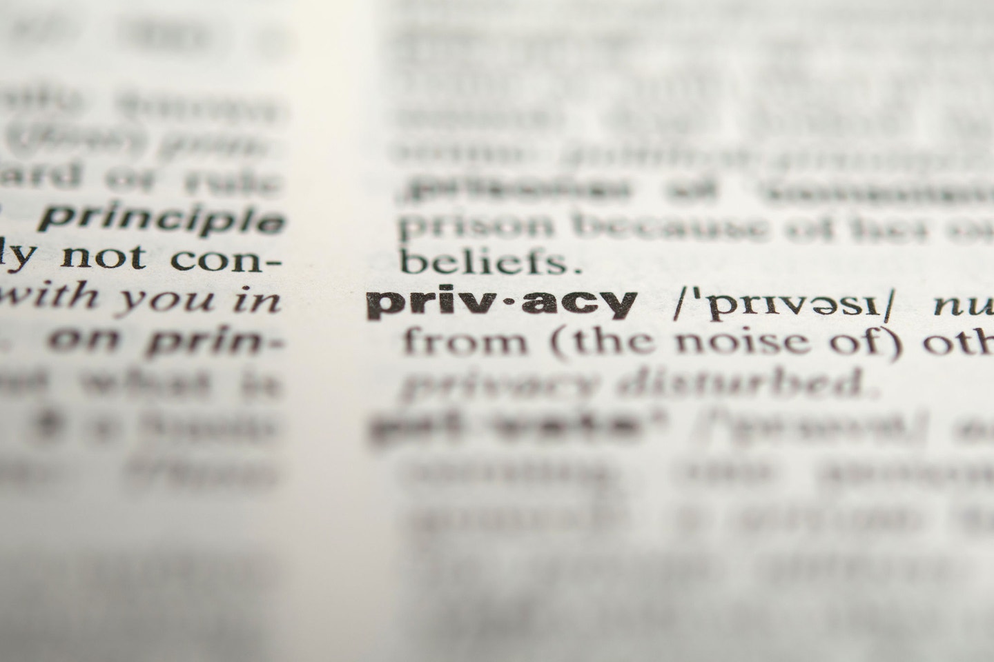 Newspaper with the word "PRIVACY" in focus