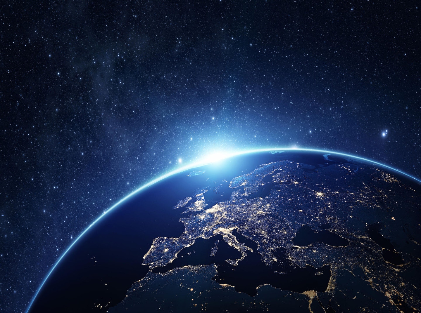 Part of the globe at night